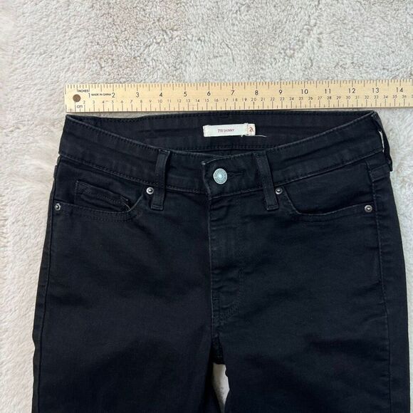 Levis 711 Black Skinny Jeans Womens Size 26x30 Pants Stretch Jegging Inseam 28" - Picture 3 of 9